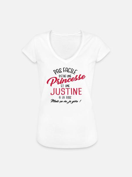 Princesse et Justine - T-shirt vintage Femme - blanc