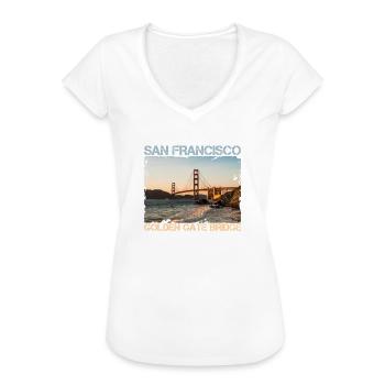 San Francisco - Golden Gate Bridge USA used look - Frauen Vintage T-Shirt - Weiß - Vorne