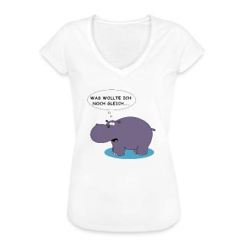 Senilpferd | Nilpferd, lustige Bilder, Tiere - Frauen Vintage T-Shirt - Weiß - Vorne