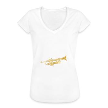 Trompete Shirt · Blasmusik · Glück ist Trompeten - Frauen Vintage T-Shirt - Weiß - Vorne
