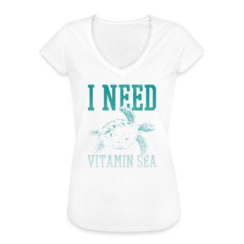 Vintamin Sea - Schildkröte Tauchen Geschenk - Frauen Vintage T-Shirt - Weiß - Vorne