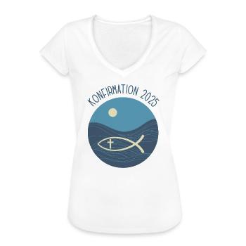 Konfirmation Fisch Christen Symbol Kirche Glaube - Frauen Vintage T-Shirt - Weiß - Vorne - Danielle (179cm)