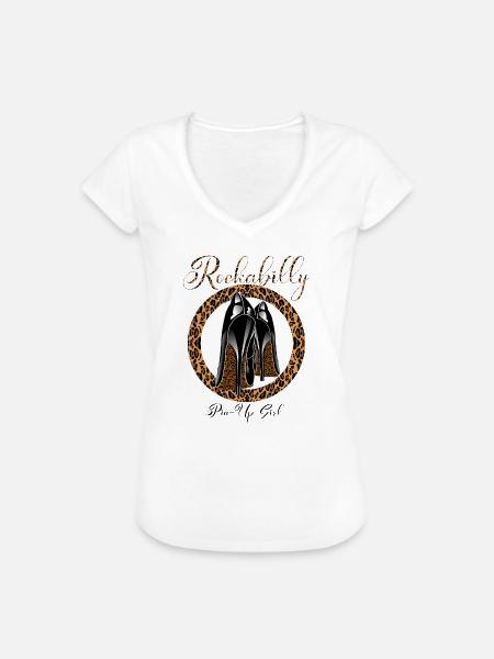 Rockabilly Leopumps Pin-Up - Frauen Vintage T-Shirt - Weiß