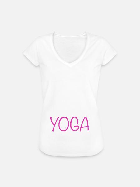 Yoga Figur - Frauen Vintage T-Shirt - Weiß