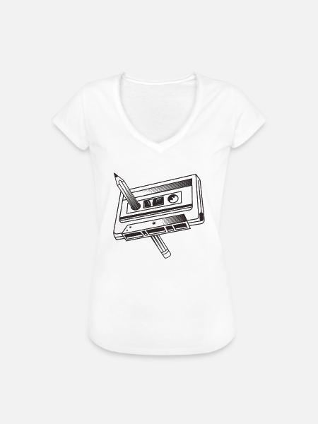 Kassette Bleistift - Frauen Vintage T-Shirt - Weiß