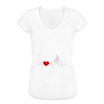 Herzschlag Mutter Tochter Liebe Muttertag Geschenk - Frauen Vintage T-Shirt - Weiß - Vorne