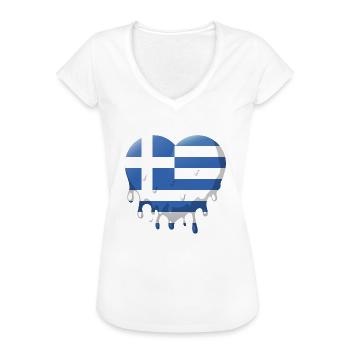 Griechenland Flagge Hellas Athen Griechische Fahne - Frauen Vintage T-Shirt - Weiß - Vorne