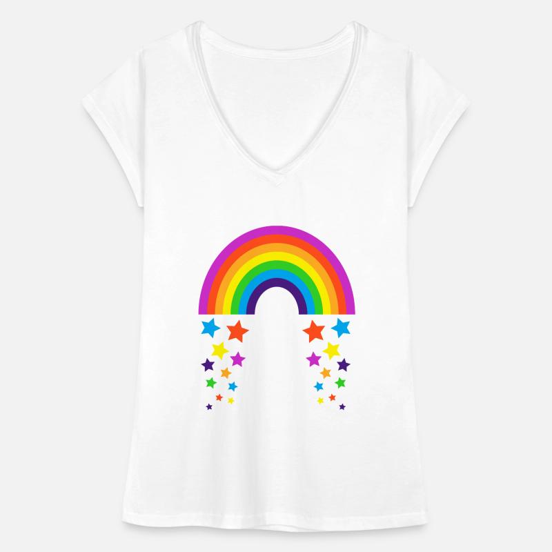 Kidcore Regenbogen Sterne Regnen Geschenk Idee Frauen Vintage T-Shirt