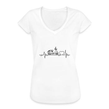Moped Herzschlag - Frauen Vintage T-Shirt - Weiß - Vorne - Danielle (179cm)