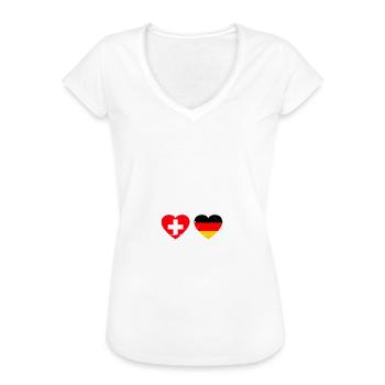 Schweiz Deutschland Vintage Herzschlag Flagge - Frauen Vintage T-Shirt - Weiß - Vorne