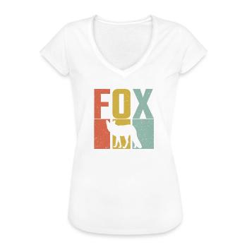 Fox Silhouette Retro Grunge - Frauen Vintage T-Shirt - Weiß - Vorne