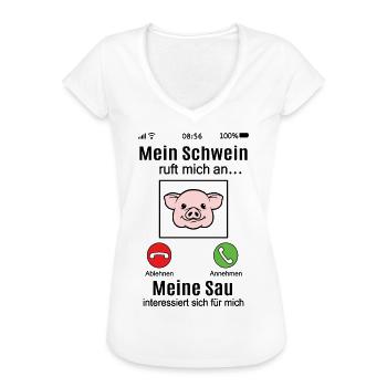 Schwein ruft Schweine lustig Landwirt Bauernhof - Frauen Vintage T-Shirt - Weiß - Vorne