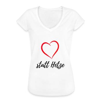 Herz statt Hetze - Frauen Vintage T-Shirt - Weiß - Vorne - Danielle (179cm)