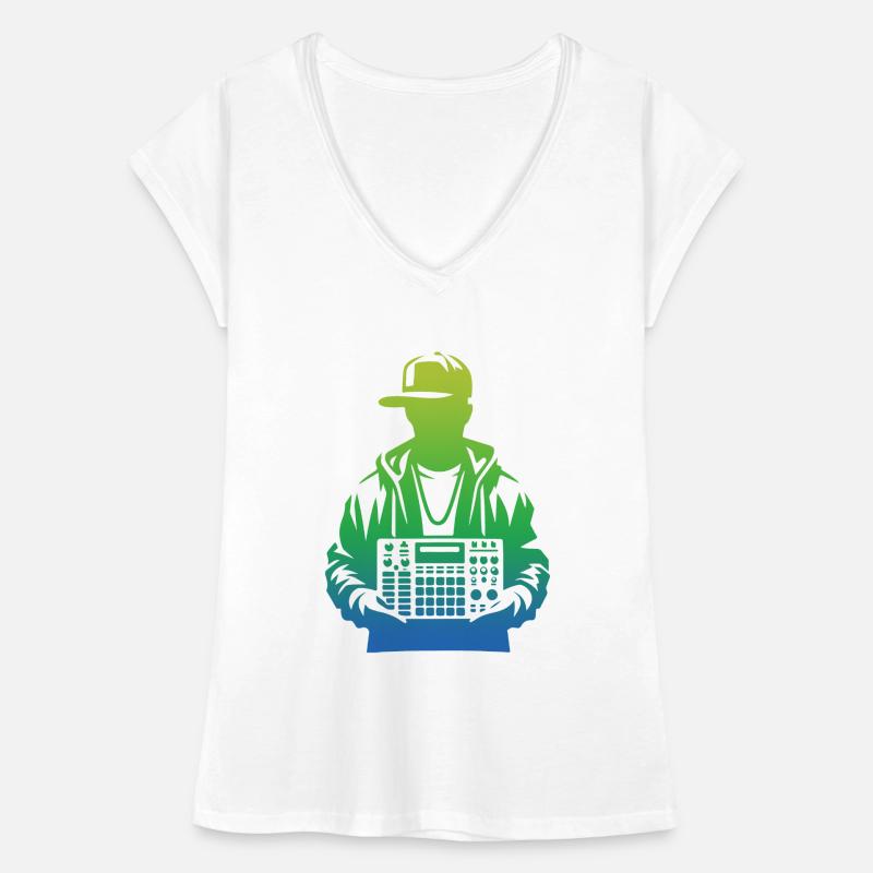 Beatmaker Holding Sampler (Vert) T-shirt vintage Femme