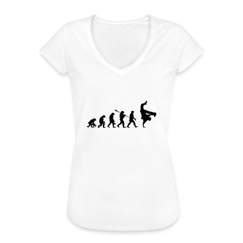 évolution hip hop breakdance - idée cadeau hip hop - T-shirt vintage Femme - blanc - Devant - Danielle (179cm)