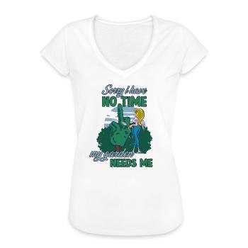 Lustiges Hobbygärtner-Outfit lustiger Gärtner - Frauen Vintage T-Shirt - Weiß - Vorne - Danielle (179cm)