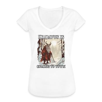 Krampus T | Krampus Kostüm | Grusliger - Frauen Vintage T-Shirt - Weiß - Vorne - Danielle (179cm)