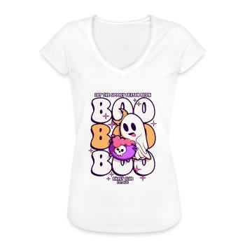 Boo Boo Boo Halloween Geist - Frauen Vintage T-Shirt - Weiß - Vorne - Danielle (179cm)