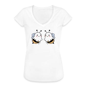 Boo Bees, Halloween lustige Sprüche Biene Gespenst - Frauen Vintage T-Shirt - Weiß - Vorne