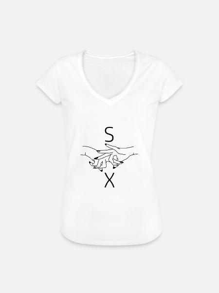 Sex Finger Zeichen - Frauen Vintage T-Shirt - Weiß