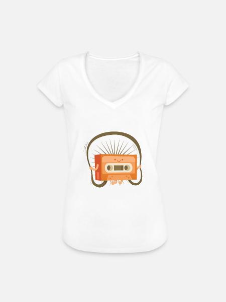 Kassette - Frauen Vintage T-Shirt - Weiß