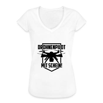 Pilote de drone avec cadeau lueur quadrocpoter - T-shirt vintage Femme - blanc - Devant - Danielle (179cm)