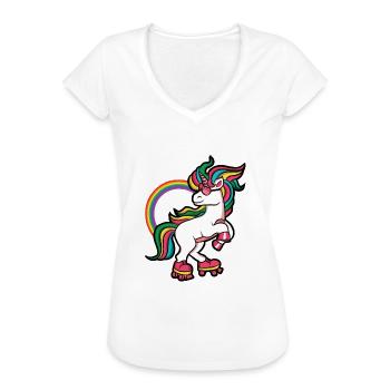 Roller Girl Rollerblades Skates Einhorn Geschenk - Frauen Vintage T-Shirt - Weiß - Vorne