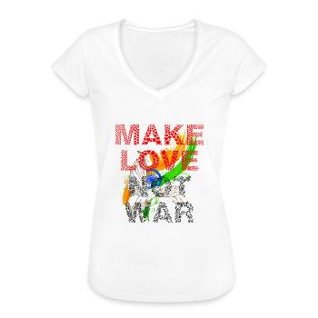 Make Love Not war - Frauen Vintage T-Shirt - Weiß - Vorne - Danielle (179cm)