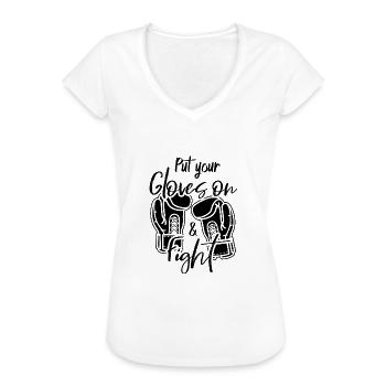 Boxen - Frauen Vintage T-Shirt - Weiß - Vorne - Danielle (179cm)