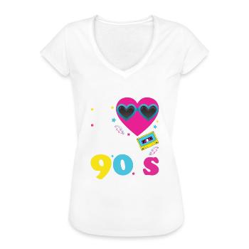 I love the 90's - Retro 90er Jahre Kostüm - Frauen Vintage T-Shirt - Weiß - Vorne