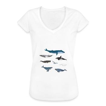 Die Arten der Wale Wal Blauwal Naturschutz Meer - Frauen Vintage T-Shirt - Weiß - Vorne
