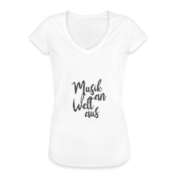 Musik an Welt aus DJ Djane Musiker Spruch Geschenk - Frauen Vintage T-Shirt - Weiß - Vorne - Danielle (179cm)