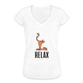 Relax Cat - Frauen Vintage T-Shirt - Weiß - Vorne