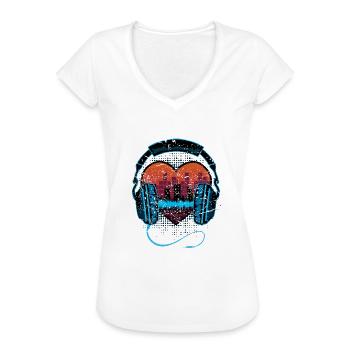 Musik Kopfhörer Herzschlag Tonspur - Frauen Vintage T-Shirt - Weiß - Vorne