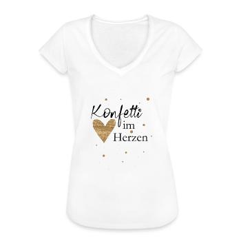 konfetti im herzen herz - Frauen Vintage T-Shirt - Weiß - Vorne - Danielle (179cm)