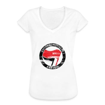 Antifa Logo, Gegen Rechts, Demo, Protest, Punk - Frauen Vintage T-Shirt - Weiß - Vorne