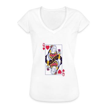 Dame Spielkarte mit Herz für Pokerspieler und Paar - Frauen Vintage T-Shirt - Weiß - Vorne - Danielle (179cm)