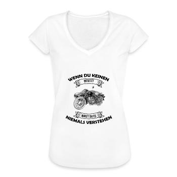 Ural Motorrad Moped Sowjet Gespann Geschenkidee - Frauen Vintage T-Shirt - Weiß - Vorne - Danielle (179cm)