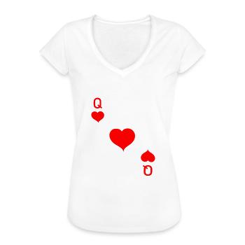 Herz Dame Karte Pokern Karneval - Frauen Vintage T-Shirt - Weiß - Vorne
