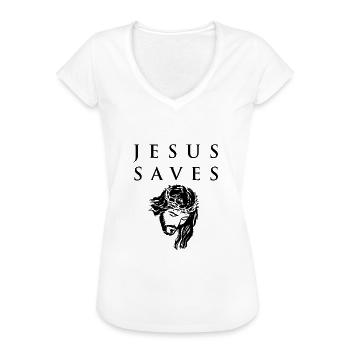 Jesus rettet T-Shirt Christian Cool Christ Kirche - Frauen Vintage T-Shirt - Weiß - Vorne - Danielle (179cm)