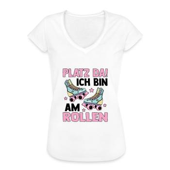 Rollschuhe - Frauen Vintage T-Shirt - Weiß - Vorne - Danielle (179cm)
