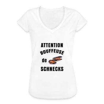 Attention bouffeuse de schnecks - Cadeau LGBT - T-shirt vintage Femme - blanc - Devant