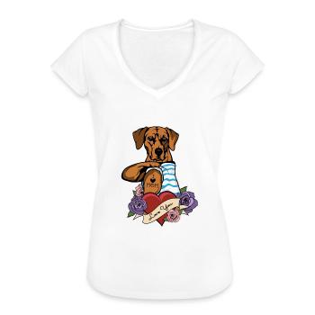 I Love Mom Tattoo I Rhodesian Ridgeback Mom - Frauen Vintage T-Shirt - Weiß - Vorne