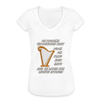 DURCH DEN KLANG EINER HARFE - Frauen Vintage T-Shirt - Weiß - Vorne - Danielle (179cm)