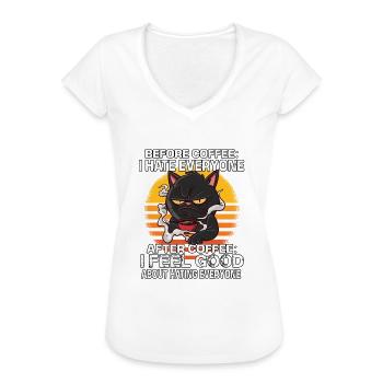 Vintage Morgenmuffel Katzen Misanthropen Katzen - Frauen Vintage T-Shirt - Weiß - Vorne