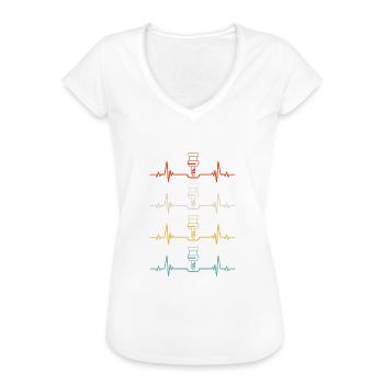 Cnc Machinist Metalworker Machining Heartbeat - Frauen Vintage T-Shirt - Weiß - Vorne