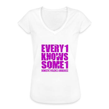 Sensibilisation à la violence domestique 2022 #Every1KnowsSome1 - T-shirt vintage Femme - blanc - Devant - Danielle (179cm)