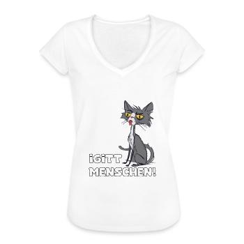 Igitt Menschen, Katze - Frauen Vintage T-Shirt - Weiß - Vorne