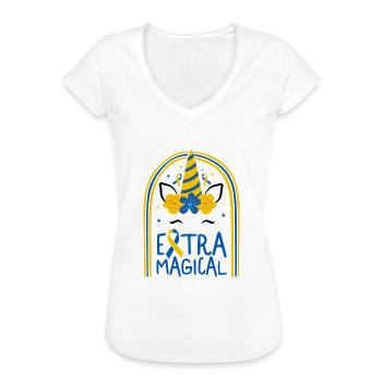Chemise de la Journée mondiale du syndrome de Down, extra magique - T-shirt vintage Femme - blanc - Devant - Danielle (179cm)