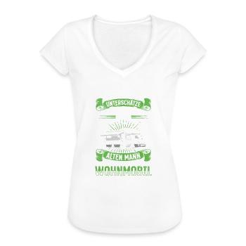 Unterschätze niemals einen alten Man mit Wohnwagen - Frauen Vintage T-Shirt - Weiß - Vorne